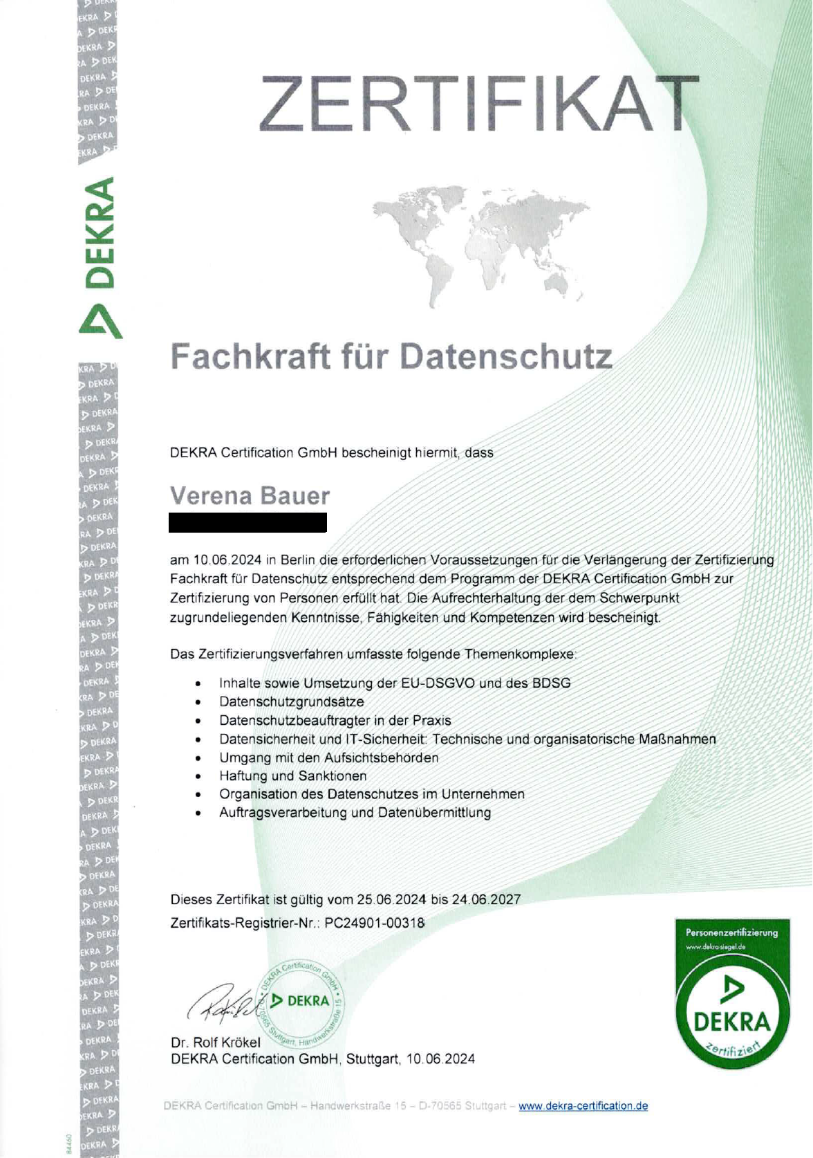 DEKRA-Rezertifizierung